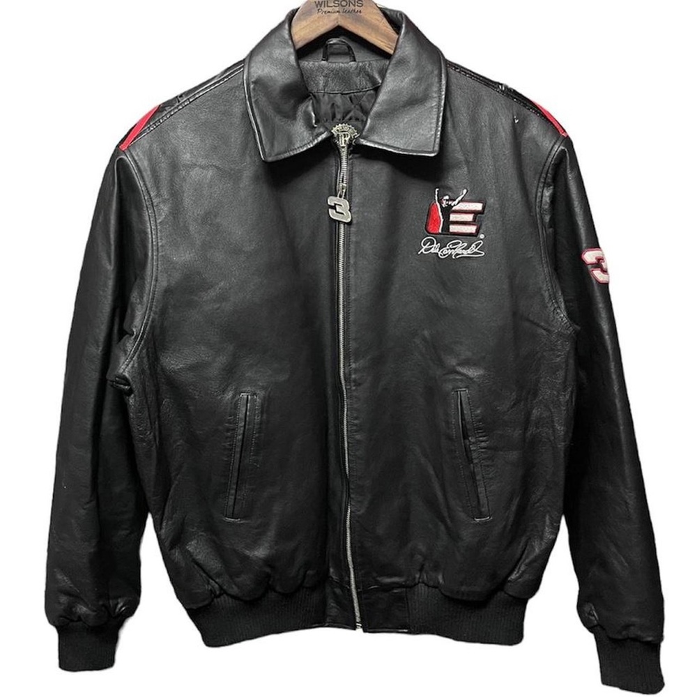 2009 Dale Earnhardt 3 NASCAR racing collared full zip collectible leather jacket